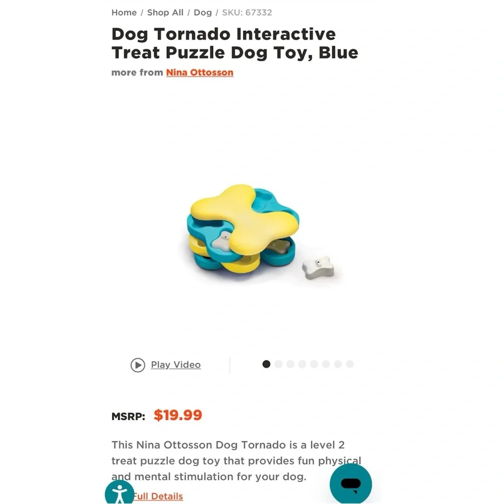 Dog Tornado Interactive Treat Puzzle Dog Toy, Blue